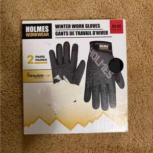 Holmes Workwear Black Winter Work Gloves - Medium (2 Pairs)